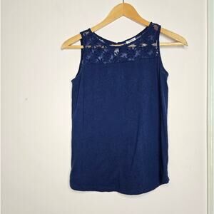 Forever 21 Girls Navy Blue Tank Top w/ Lace Detailing